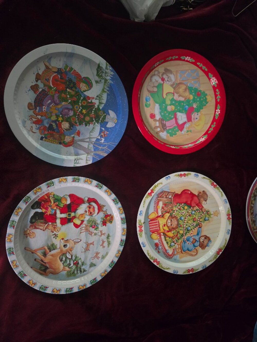 vintage Christmas trays set of four unique designs